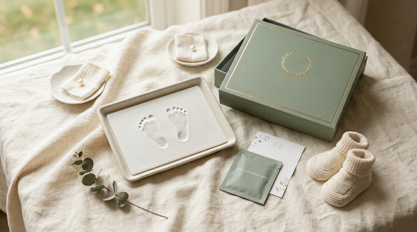 Premium baby footprint keepsake kit