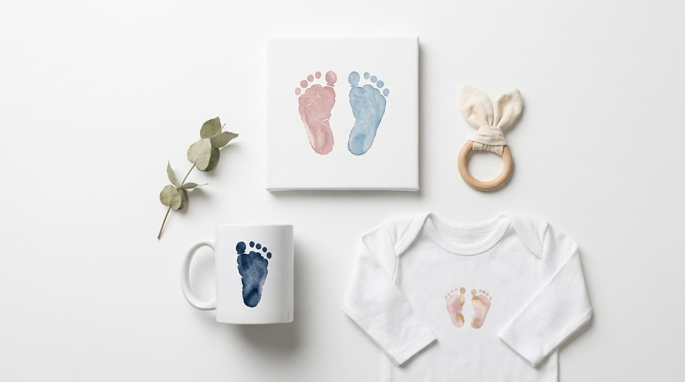 Premium baby footprint keepsake kit