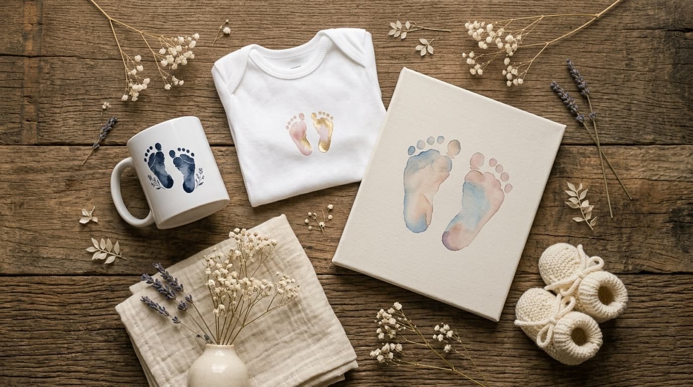 Tiny newborn baby feet held by mother's hands